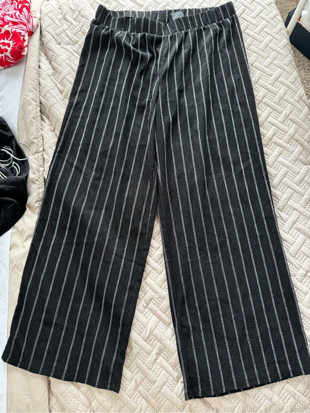 H&M Black Pinstripe Wide-Leg Trousers